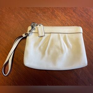 White Coach Leather Wristlet